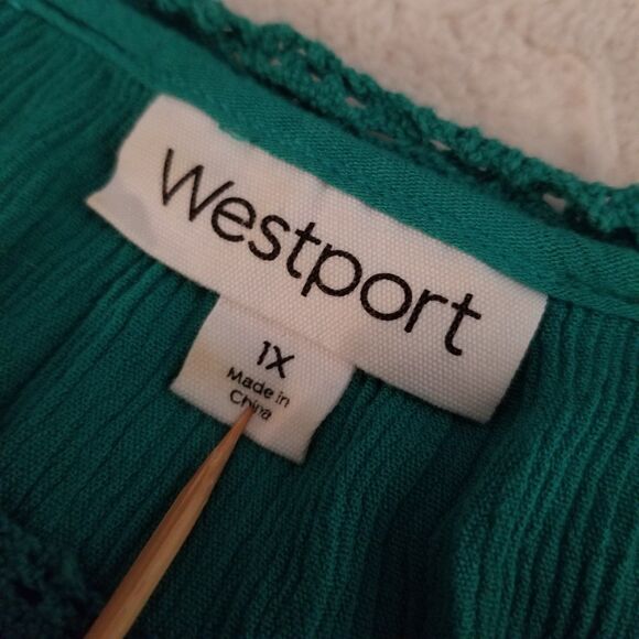 Westport Women's Top Size 1X Boho Crochet Lace Bell Sleeve - Picture 5 of 8